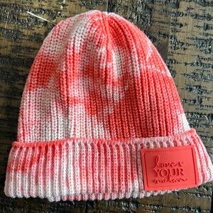Love Your Melon Coral and White Beanie